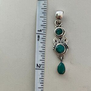 Emerald & 925 Sterling Silver Pendant